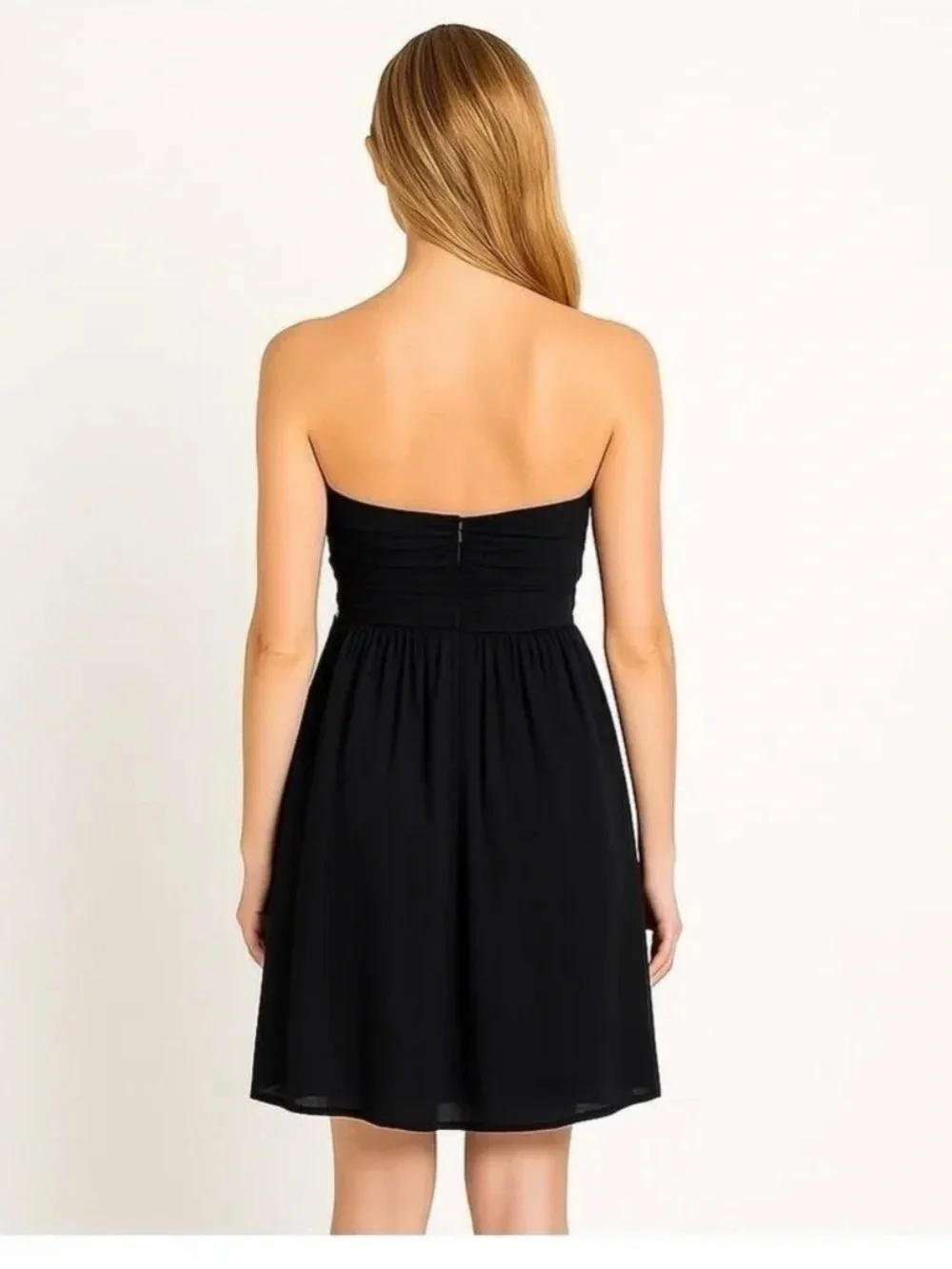 J. Crew Taryn Black Strapless Sweetheart Cocktail Dress in Silk Chiffon
